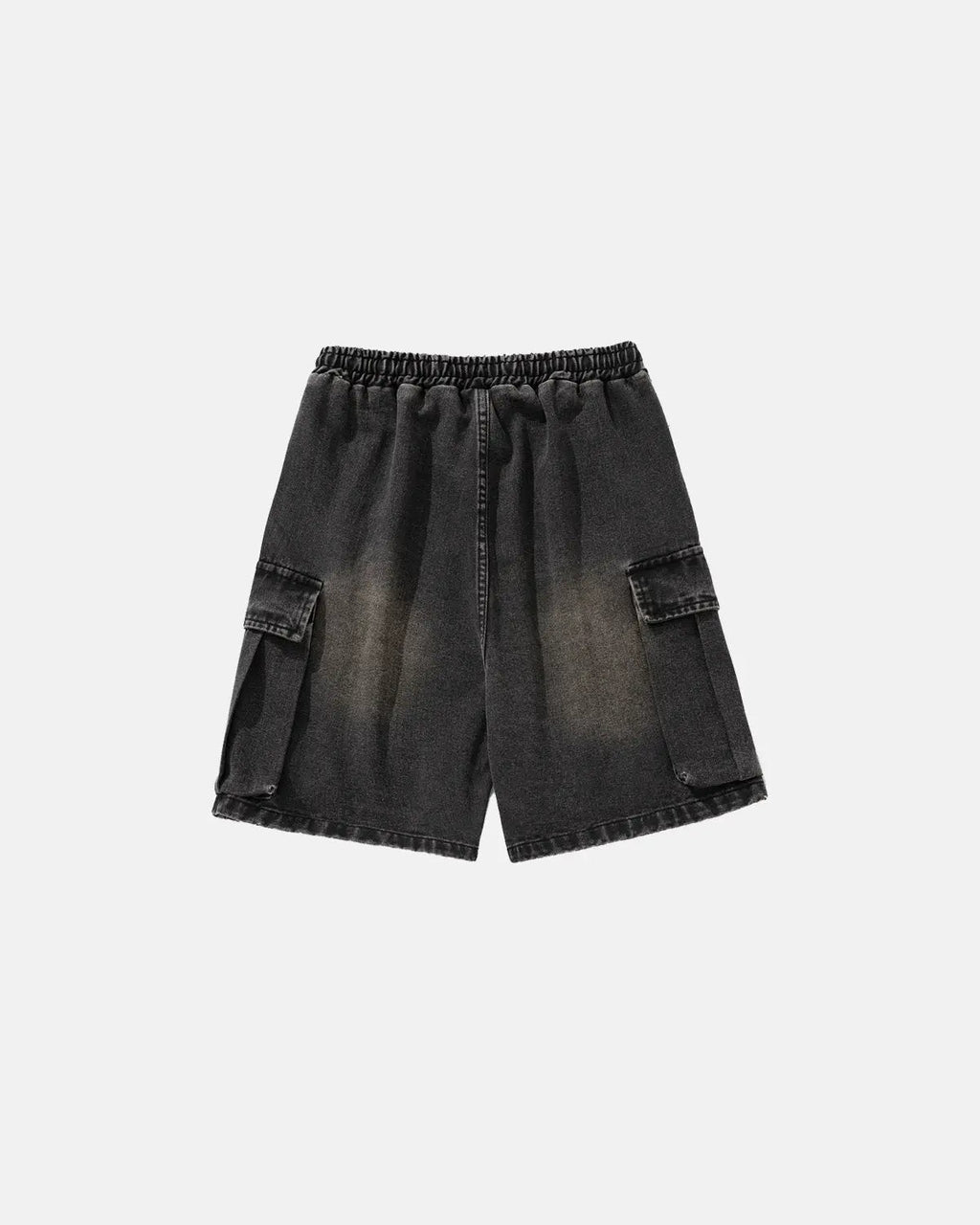 Washed Denim Cargo Shorts with Drawstring | Flation Streetwear