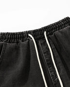 Washed Denim Cargo Shorts with Drawstring | Flation Streetwear