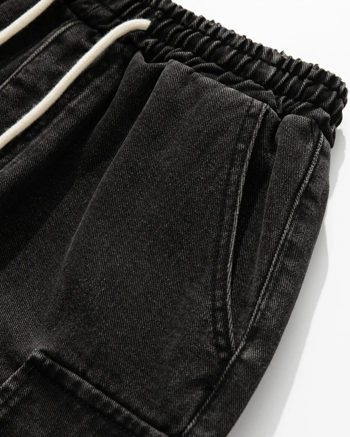 Washed Denim Cargo Shorts with Drawstring | Flation Streetwear