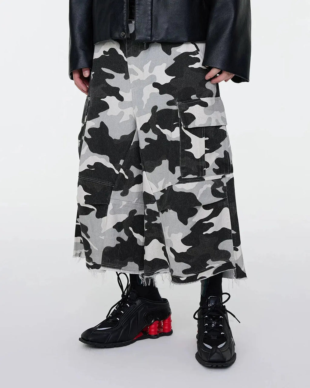 Glitter Camo Cargo Longline Shorts | Flation Streetwear