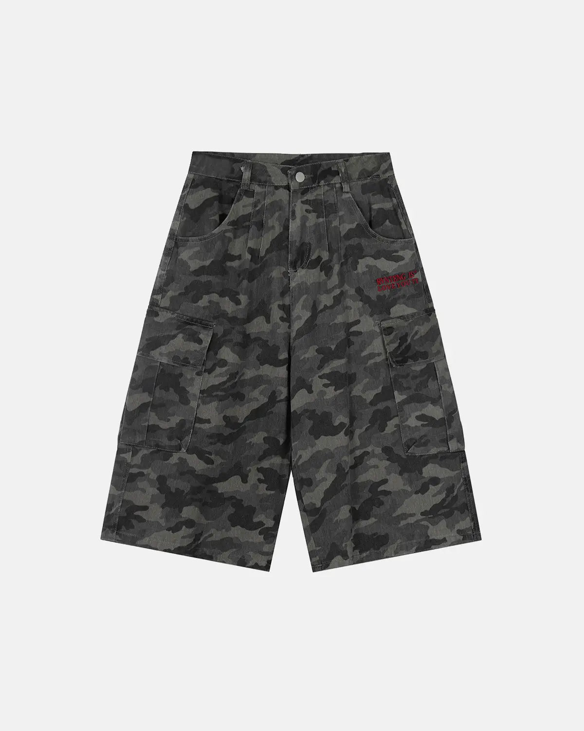 Embroidered Camo Cargo Shorts | Flation Streetwear