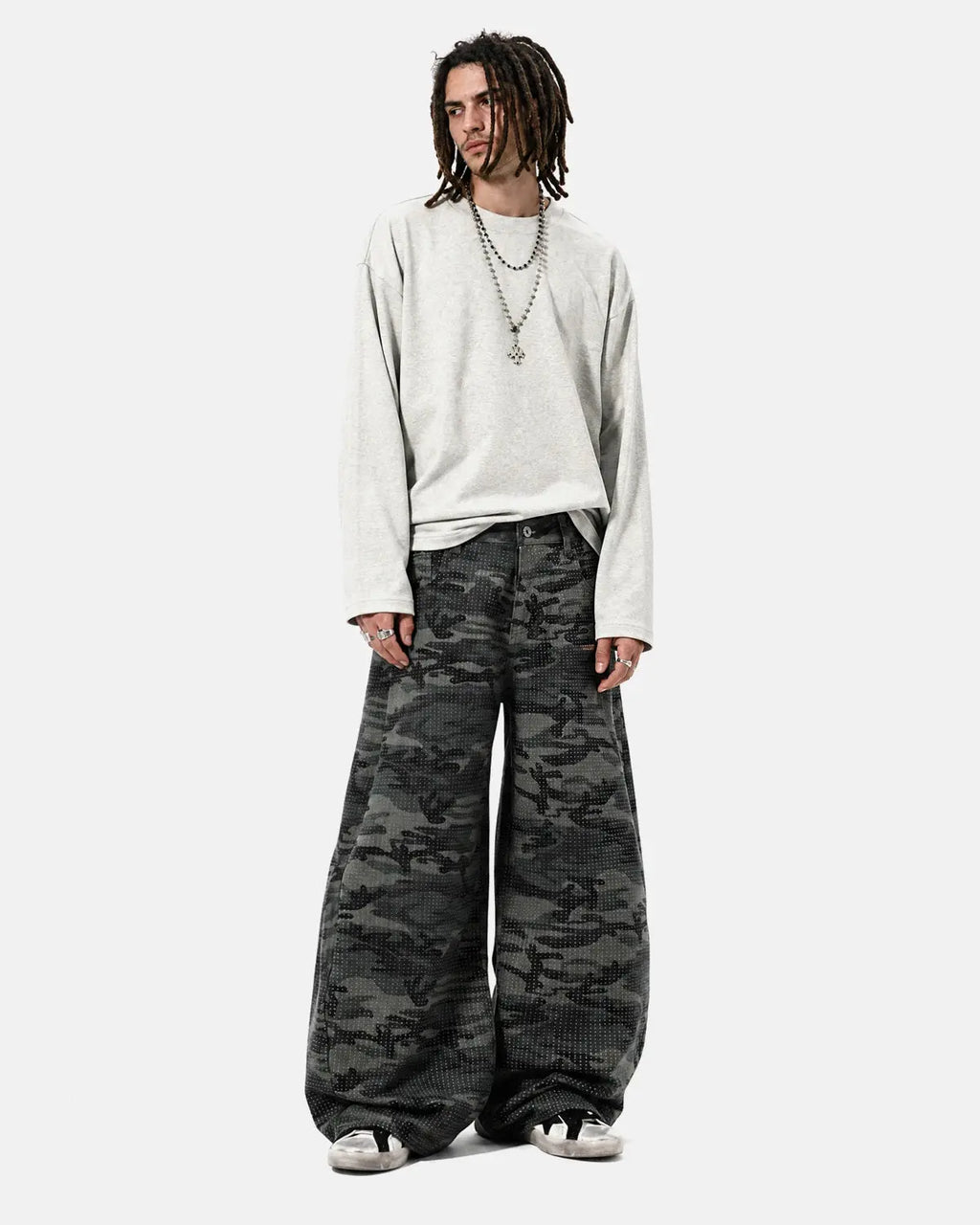 Rhinestone Camo Barrel Pants | Flation Streetwear