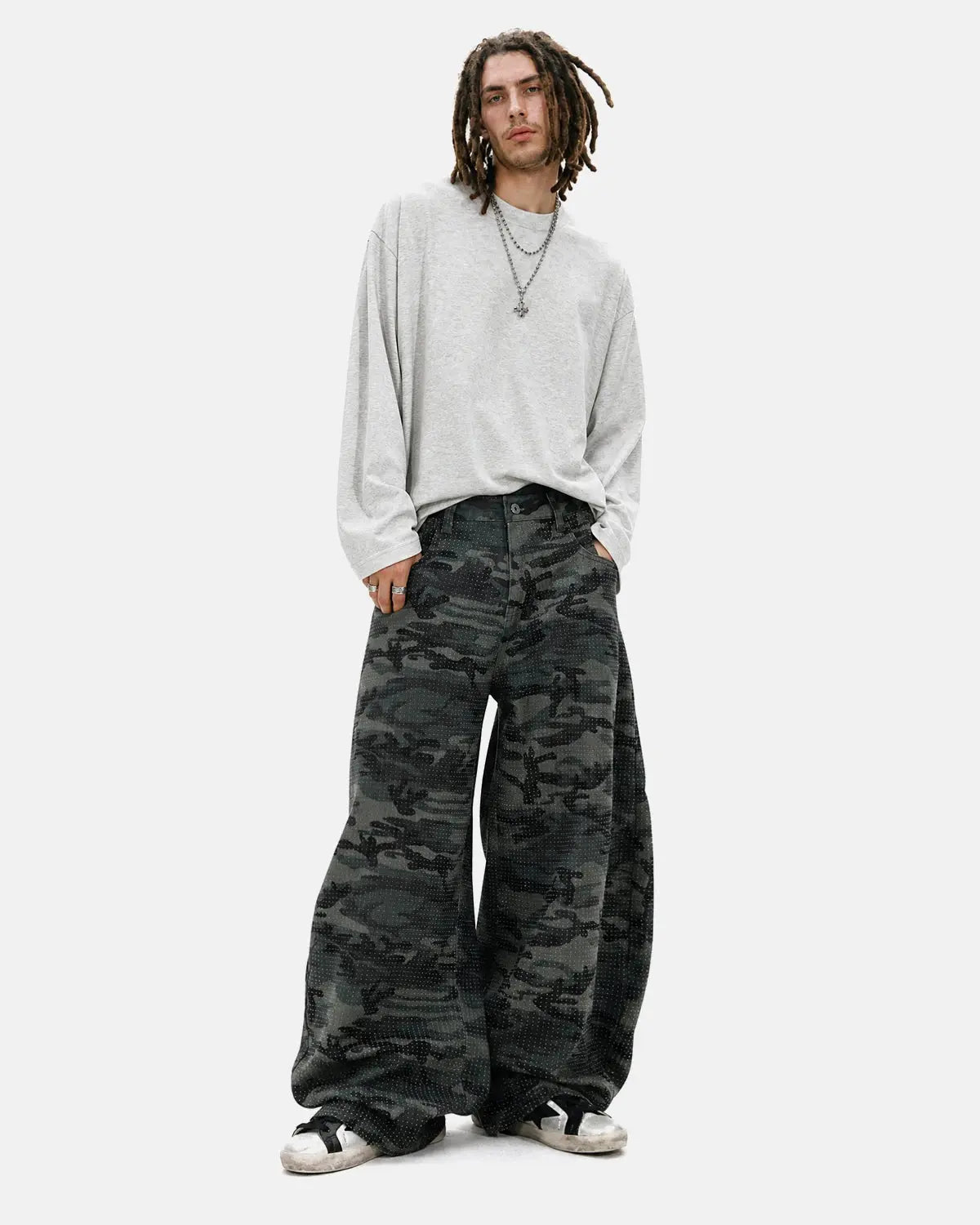 Rhinestone Camo Barrel Pants | Flation Streetwear