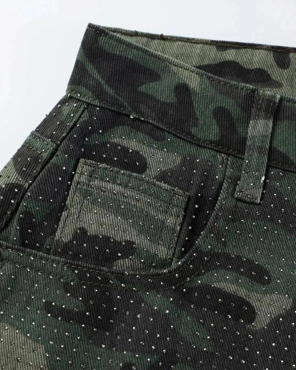 Rhinestone Camo Barrel Pants | Flation Streetwear