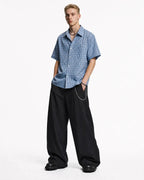 Pinstripe Pleated Barrel Tailored Pants | Flation Streetwear