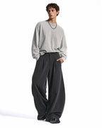 Pinstripe Pleated Barrel Tailored Pants | Flation Streetwear