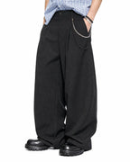 Pinstripe Pleated Barrel Tailored Pants | Flation Streetwear