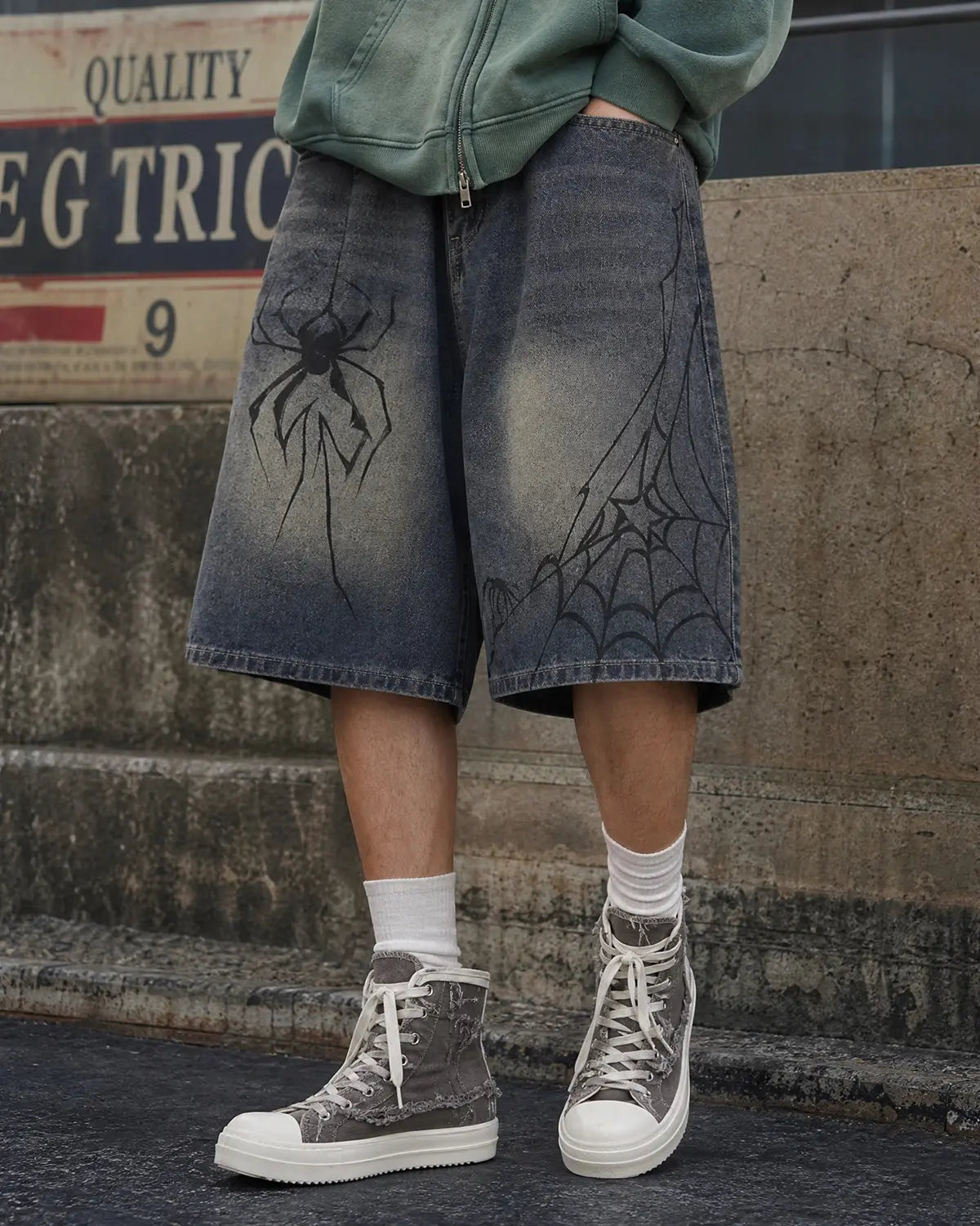 Spider Straight Leg Jorts | Flation Streetwear