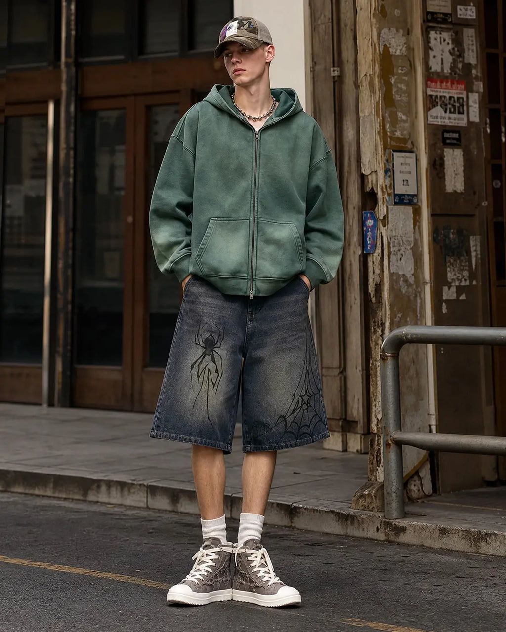 Spider Straight Leg Jorts | Flation Streetwear