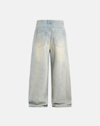 Washed Rhinestone Baggy Jeans | Flation Streetwear