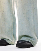 Washed Rhinestone Baggy Jeans | Flation Streetwear
