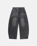 Script Graphic Washed Barrel Jeans | Flation Streetwear