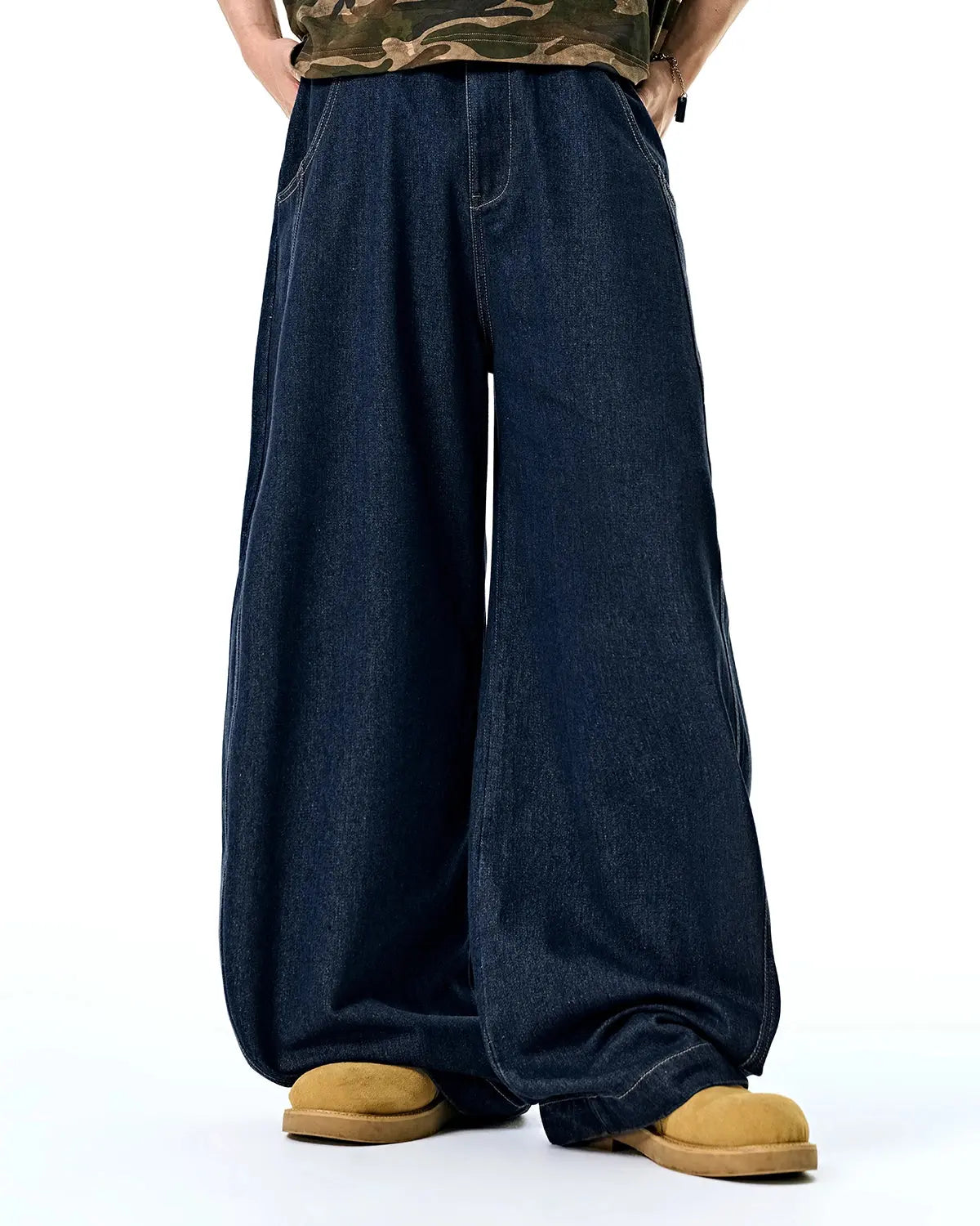 Flation Washed Barrel Baggy Jeans