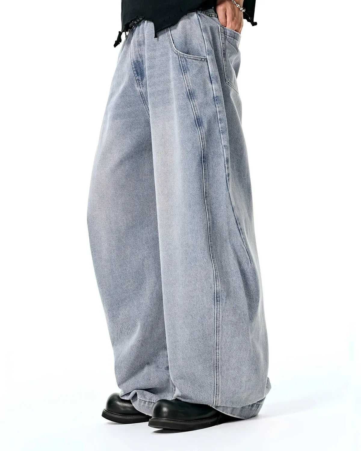 Flation Washed Barrel Baggy Jeans
