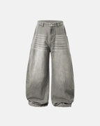 Flation Washed Barrel Baggy Jeans