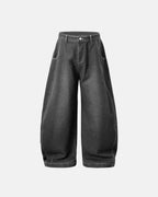 Flation Washed Barrel Baggy Jeans