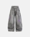 Spider Graphic Rhinestone Barrel Jeans | Flation Streetewear