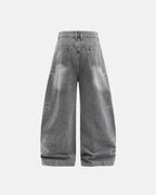 Star Graphic Rhinestone Barrel Baggy Jeans | Flation Streetewear