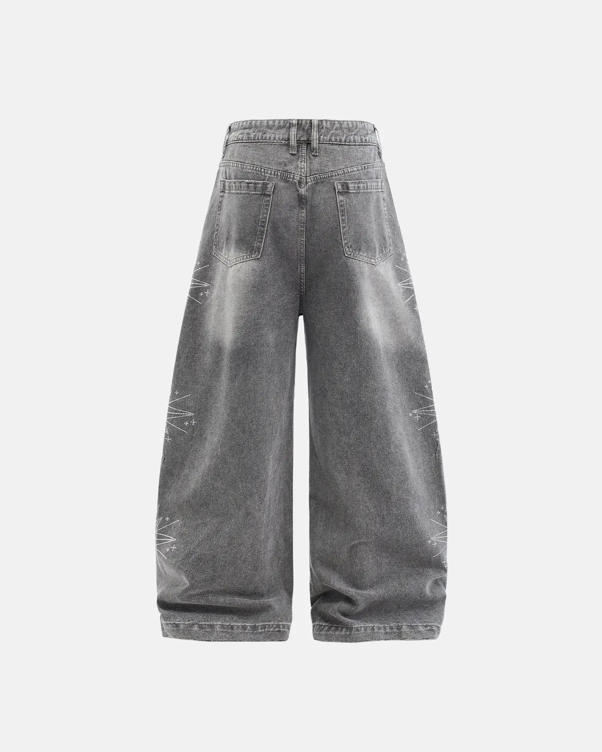 Star Graphic Rhinestone Barrel Baggy Jeans | Flation Streetewear