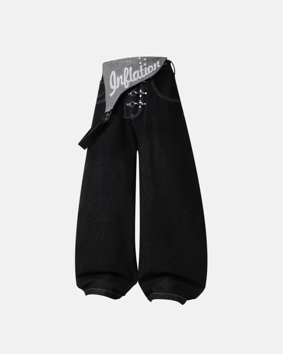 Asymmetric Buckle Denim Overalls Jeans | Flation Streetwear