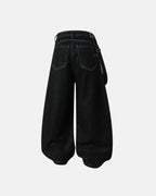 Asymmetric Buckle Denim Overalls Jeans | Flation Streetwear