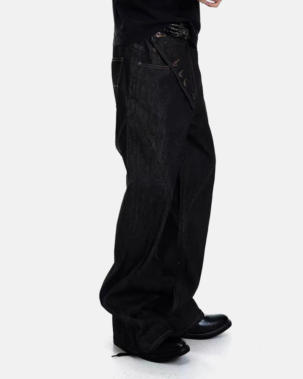 Asymmetric Buttons Bootcut Jeans | Flation Streetwear