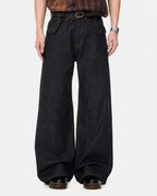 Cinch Back Raw Wide Leg Baggy Jeans | Flation Streetwear