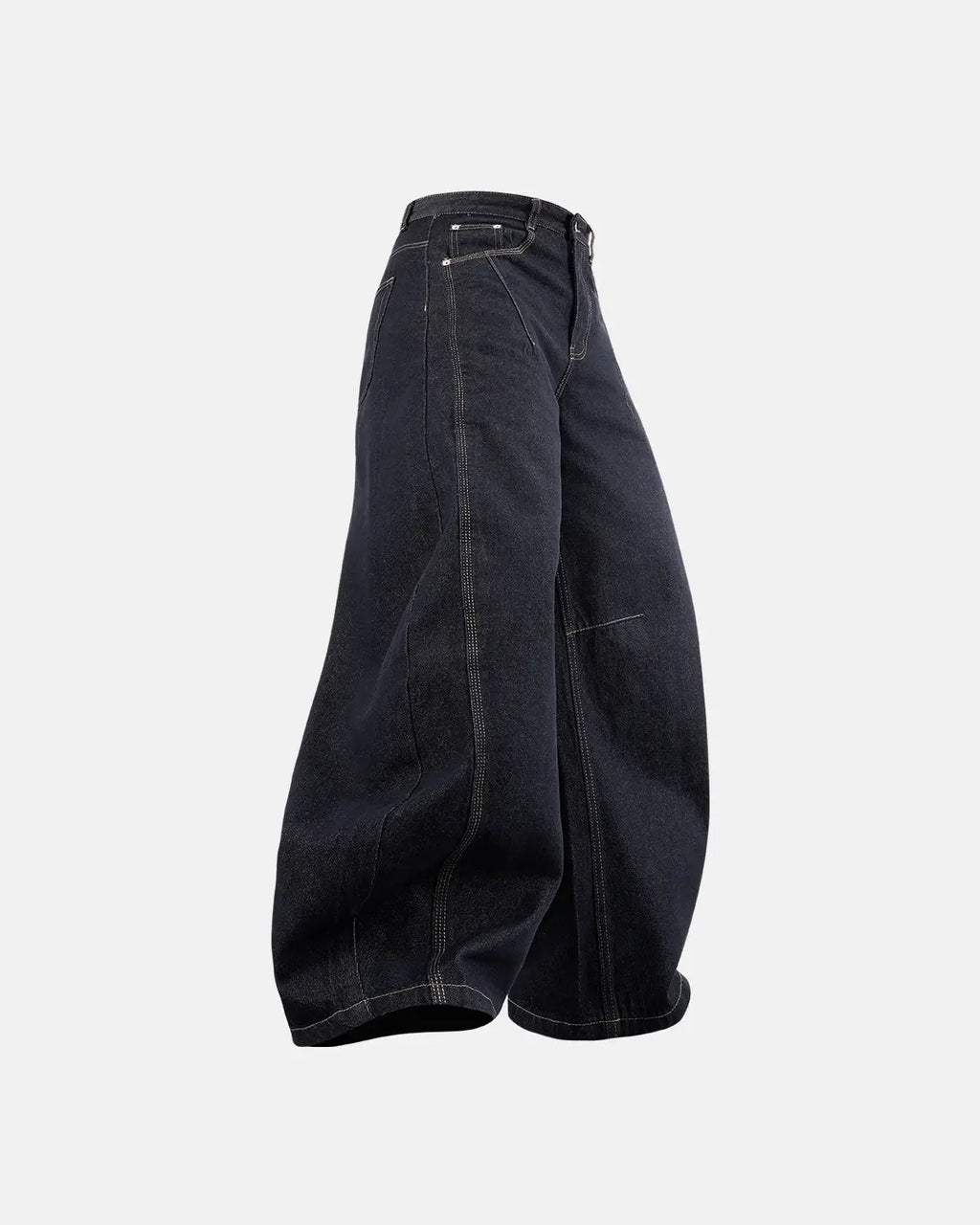 Flation Raw Color Barrel Baggy Jeans