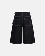 Raw Denim Baggy Jorts with Adjustable Tabs | Flation Streetwear