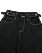 Raw Denim Baggy Jorts with Adjustable Tabs | Flation Streetwear