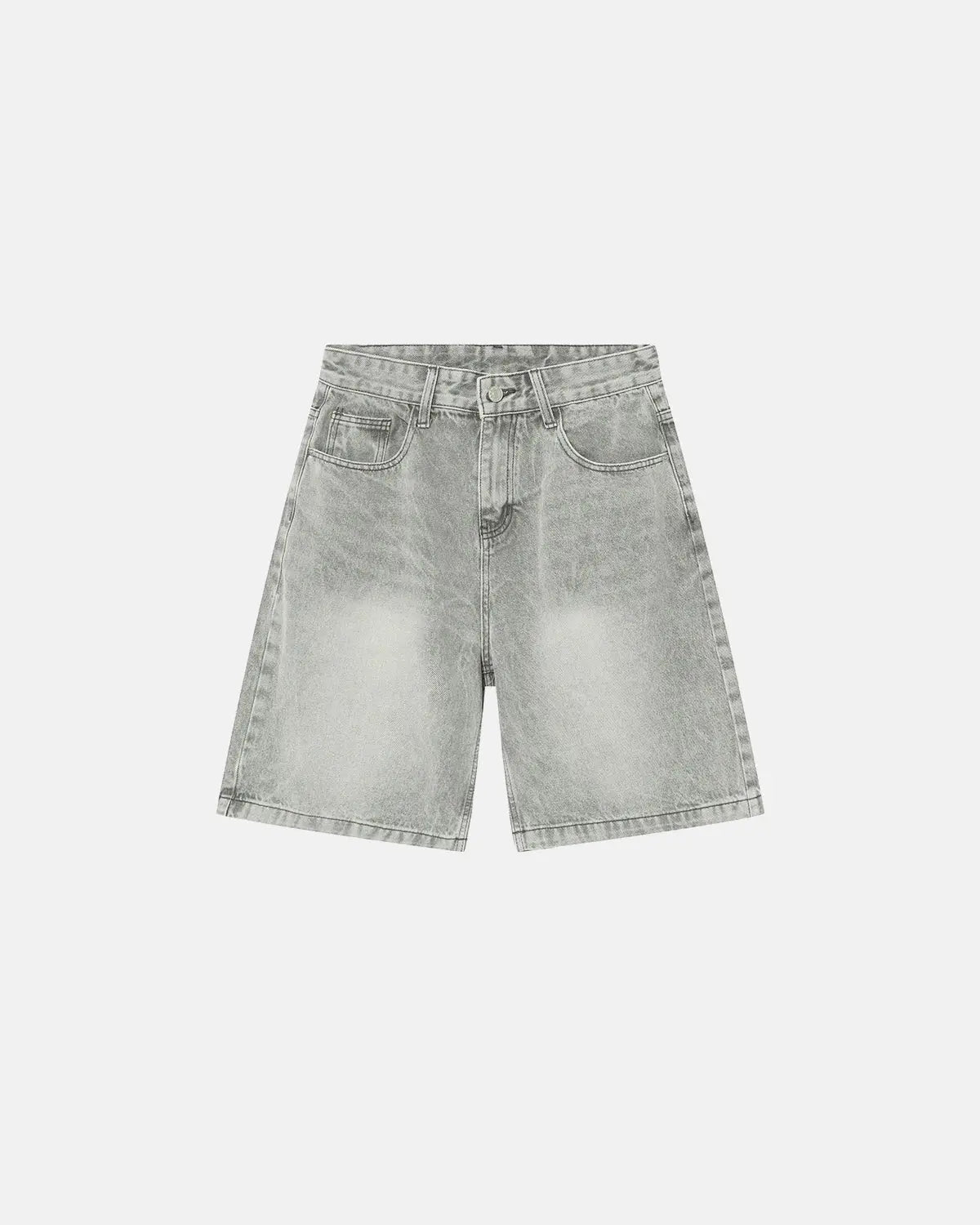 Washed Knee-Length Denim Jorts | Flation Streetwear