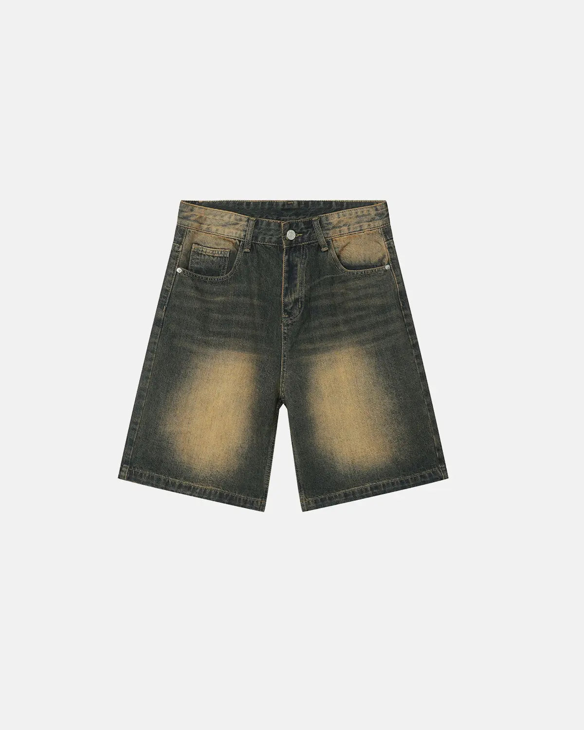 Washed Knee-Length Denim Jorts | Flation Streetwear