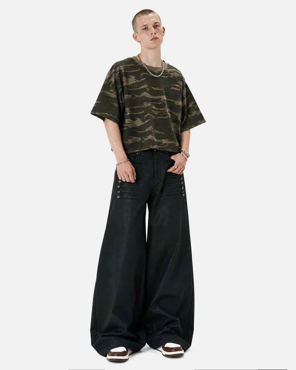 Black Graphic Wide Leg Pants | Flation Streetwear