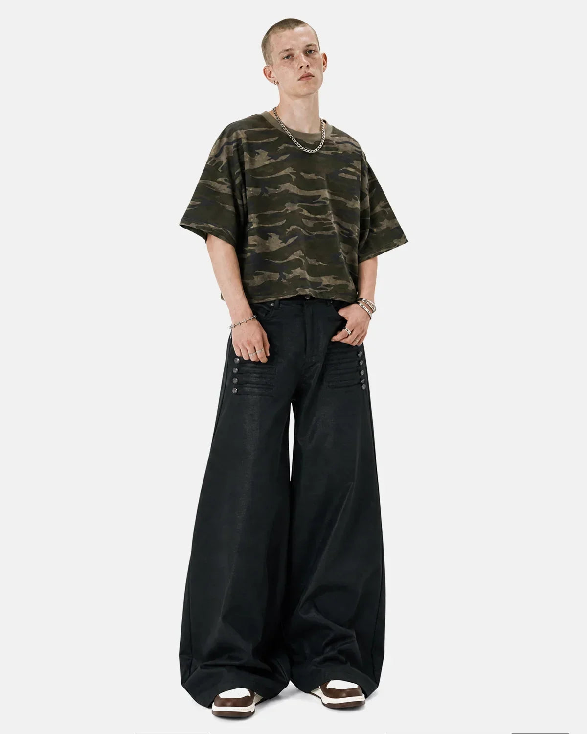 Black Graphic Wide Leg Pants | Flation Streetwear