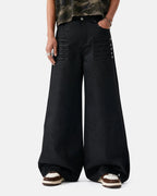 Black Graphic Wide Leg Pants | Flation Streetwear