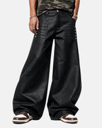 Black Graphic Wide Leg Pants | Flation Streetwear