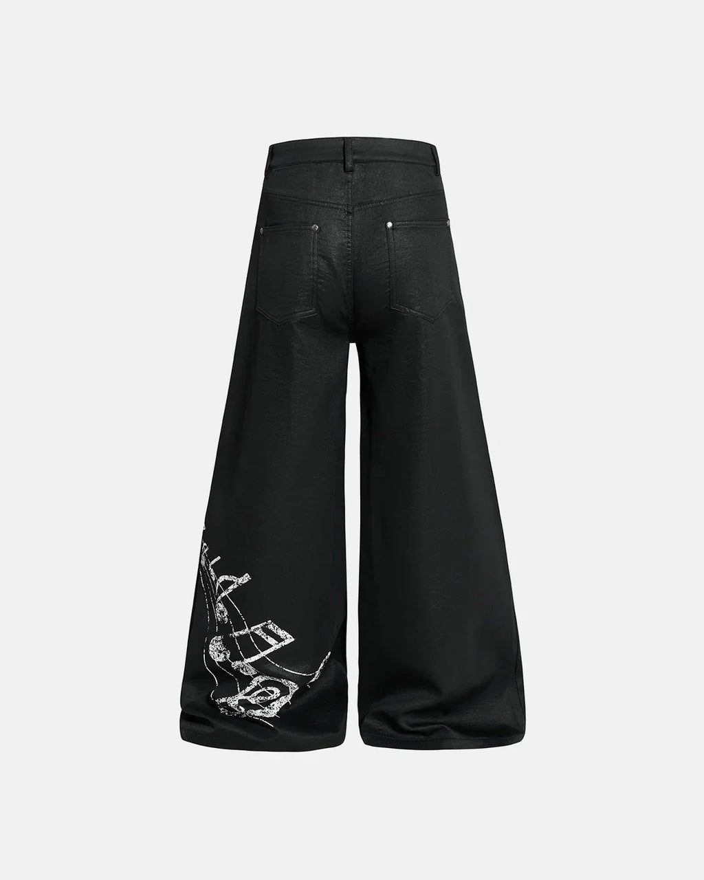 Black Graphic Wide Leg Pants | Flation Streetwear