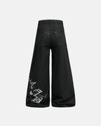 Black Graphic Wide Leg Pants | Flation Streetwear