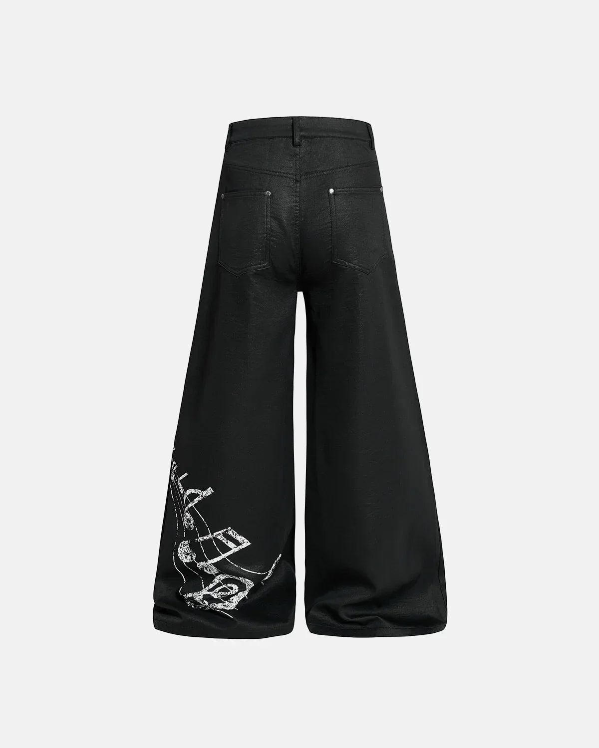 Black Graphic Wide Leg Pants | Flation Streetwear