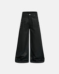 Black Graphic Wide Leg Pants | Flation Streetwear
