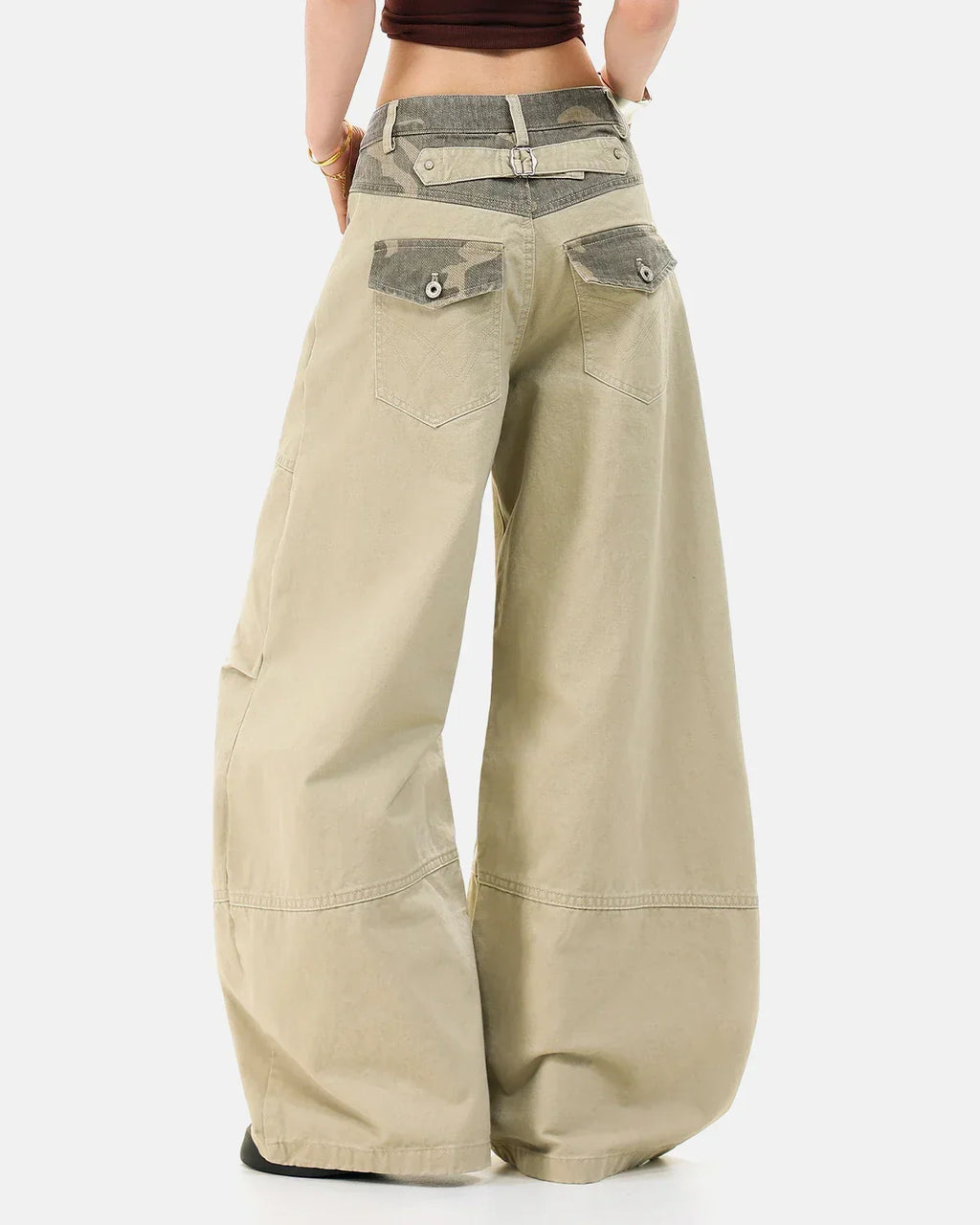 Camo Patchwork Barrel Pants | Flation Streetwear