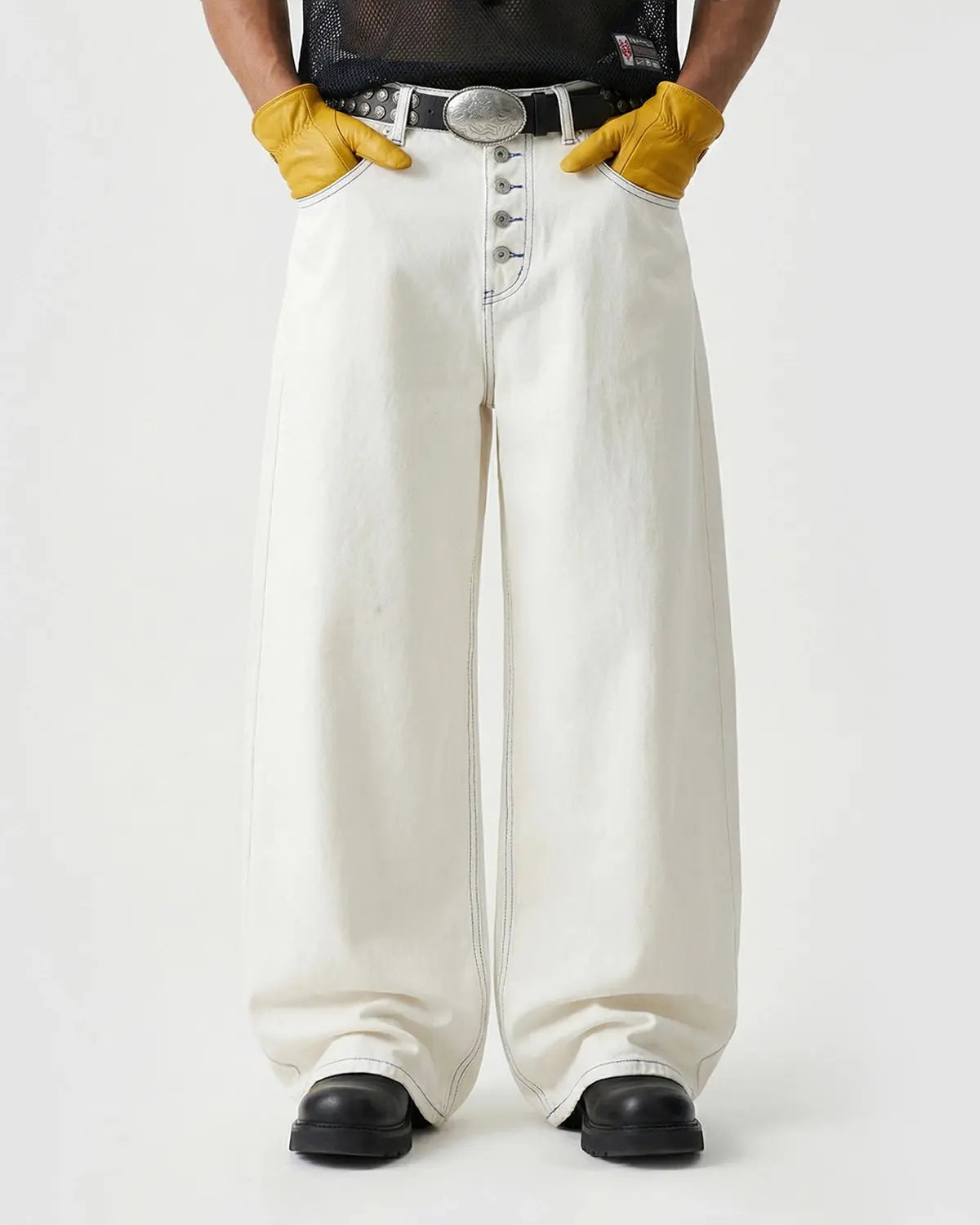 Contrast Stitch Baggy Jeans | Flation Streetwear
