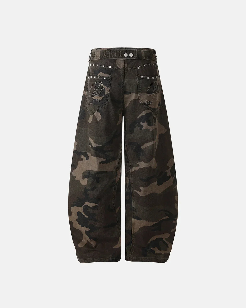 Studded Camo Barrel Jeans | Flation Streetwear