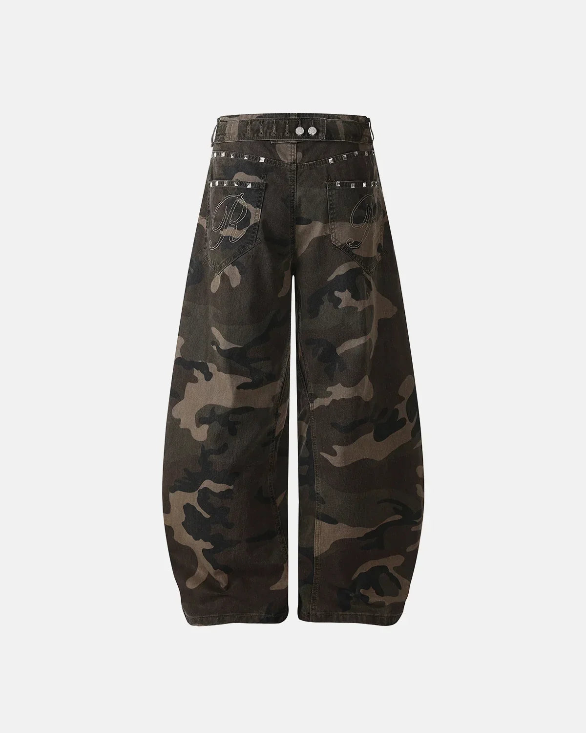 Studded Camo Barrel Jeans | Flation Streetwear