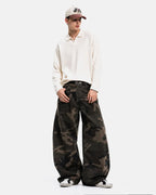 Studded Camo Barrel Jeans | Flation Streetwear
