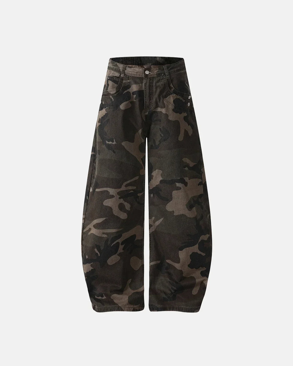Studded Camo Barrel Jeans | Flation Streetwear