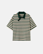 Asymmetric Polo Collar Striped T-Shirt | Flation Streetwear