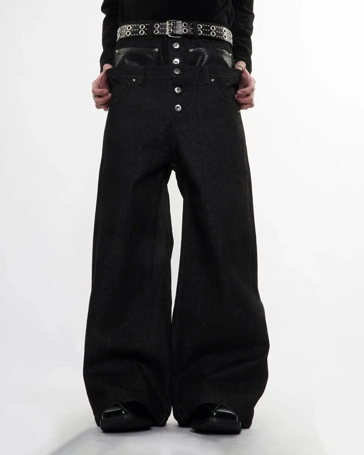 Double Wasit Raw Super Baggy Jeans | Flation Streetwear