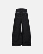 Double Wasit Raw Super Baggy Jeans | Flation Streetwear