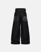 Double Wasit Raw Super Baggy Jeans | Flation Streetwear